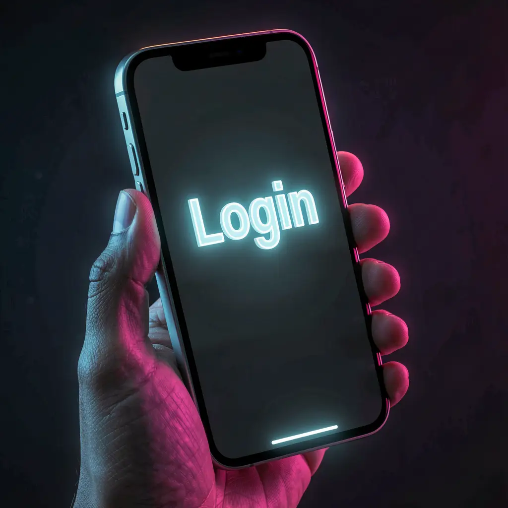 Close up of a hand holding a smartphone with a bright login screen showing secure access to the 333x app for players in Nepal